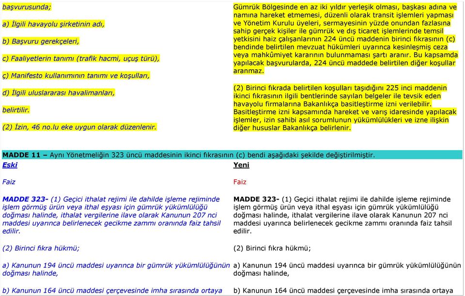 Gümrük Bölgesinde en az iki yıldır yerleşik olması, başkası adına ve namına hareket etmemesi, düzenli olarak transit işlemleri yapması ve Yönetim Kurulu üyeleri, sermayesinin yüzde onundan fazlasına