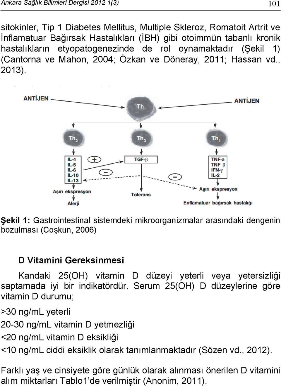 Şekil 1: Gastrointestinal sistemdeki mikroorganizmalar arasındaki dengenin bozulması (Coşkun, 2006) D Vitamini Gereksinmesi Kandaki 25(OH) vitamin D düzeyi yeterli veya yetersizliği saptamada iyi bir