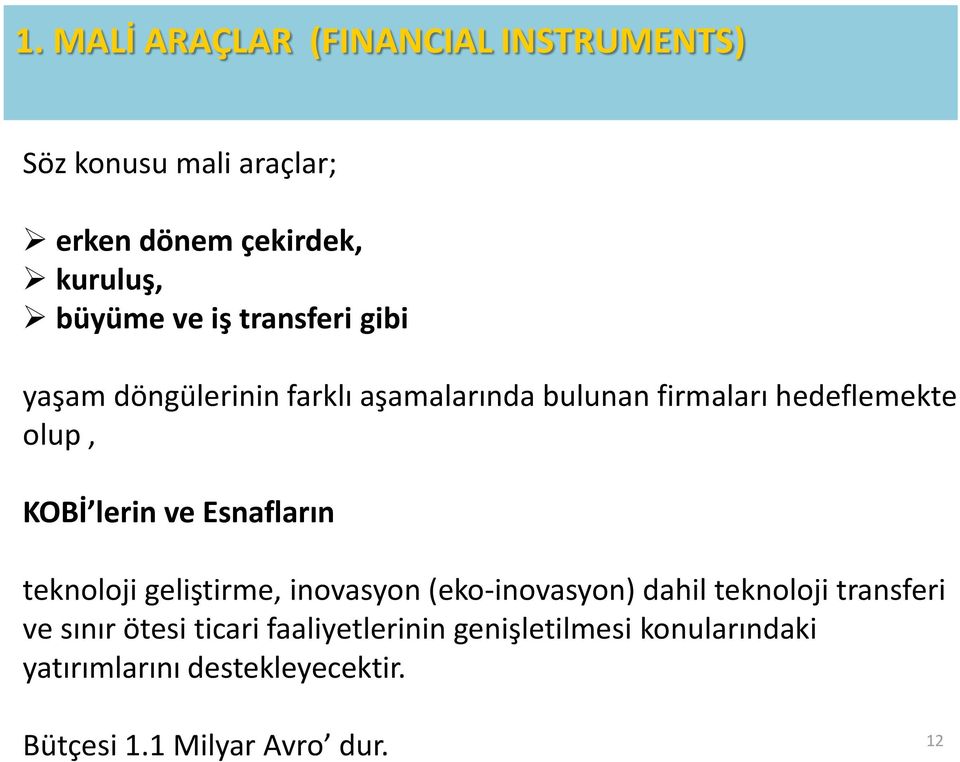 Esnafların teknoloji geliştirme, inovasyon (eko-inovasyon) dahil teknoloji transferi ve sınır ötesi ticari