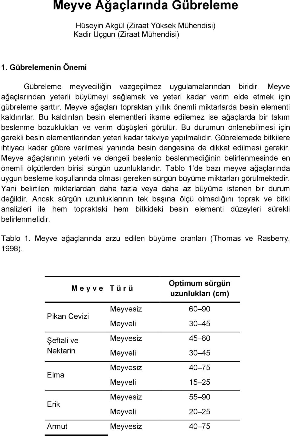 Bu kaldırılan besin elementleri ikame edilemez ise ağaçlarda bir takım beslenme bozuklukları ve verim düşüşleri görülür.