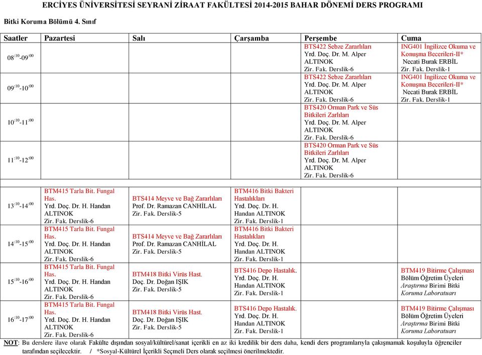 s. Yrd. Doç. Dr. H. Handan BTM415 Tarla Bit. Fungal Has. Yrd. Doç. Dr. H. Handan BTM415 Tarla Bit. Fungal Has. Yrd. Doç. Dr. H. Handan BTM415 Tarla Bit. Fungal Has. Yrd. Doç. Dr. H. Handan BTS414 Meyve ve Bağ Zararlıları Prof.