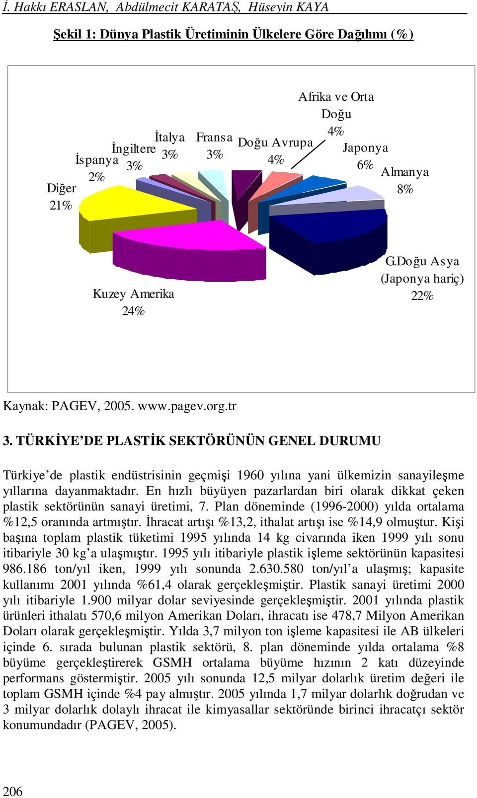 TÜRKİYE DE PLASTİK SEKTÖRÜNÜN GENEL DURUMU Türkiye de plastik endüstrisinin geçmişi 1960 yılına yani ülkemizin sanayileşme yıllarına dayanmaktadır.