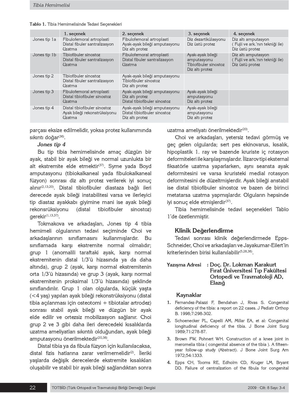 nın tekniği ile) Diz üstü protez Distal fibuler santralizasyon Distal fibuler santralizasyon Fibulofemoral artroplasti Ayak bileği rekonstrüksiyonu Fibulofemoral artroplasti Distal fibuler