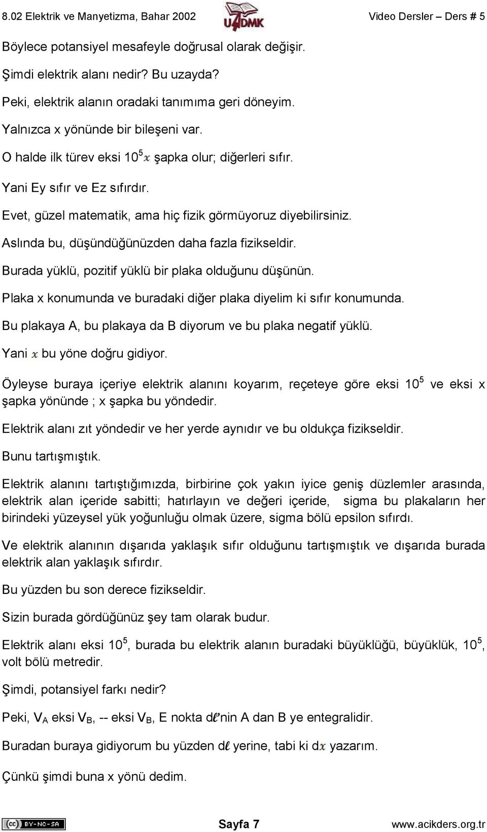 Aslında bu, düşündüğünüzden daha fazla fizikseldir. Burada yüklü, pozitif yüklü bir plaka olduğunu düşünün. Plaka x konumunda ve buradaki diğer plaka diyelim ki sıfır konumunda.