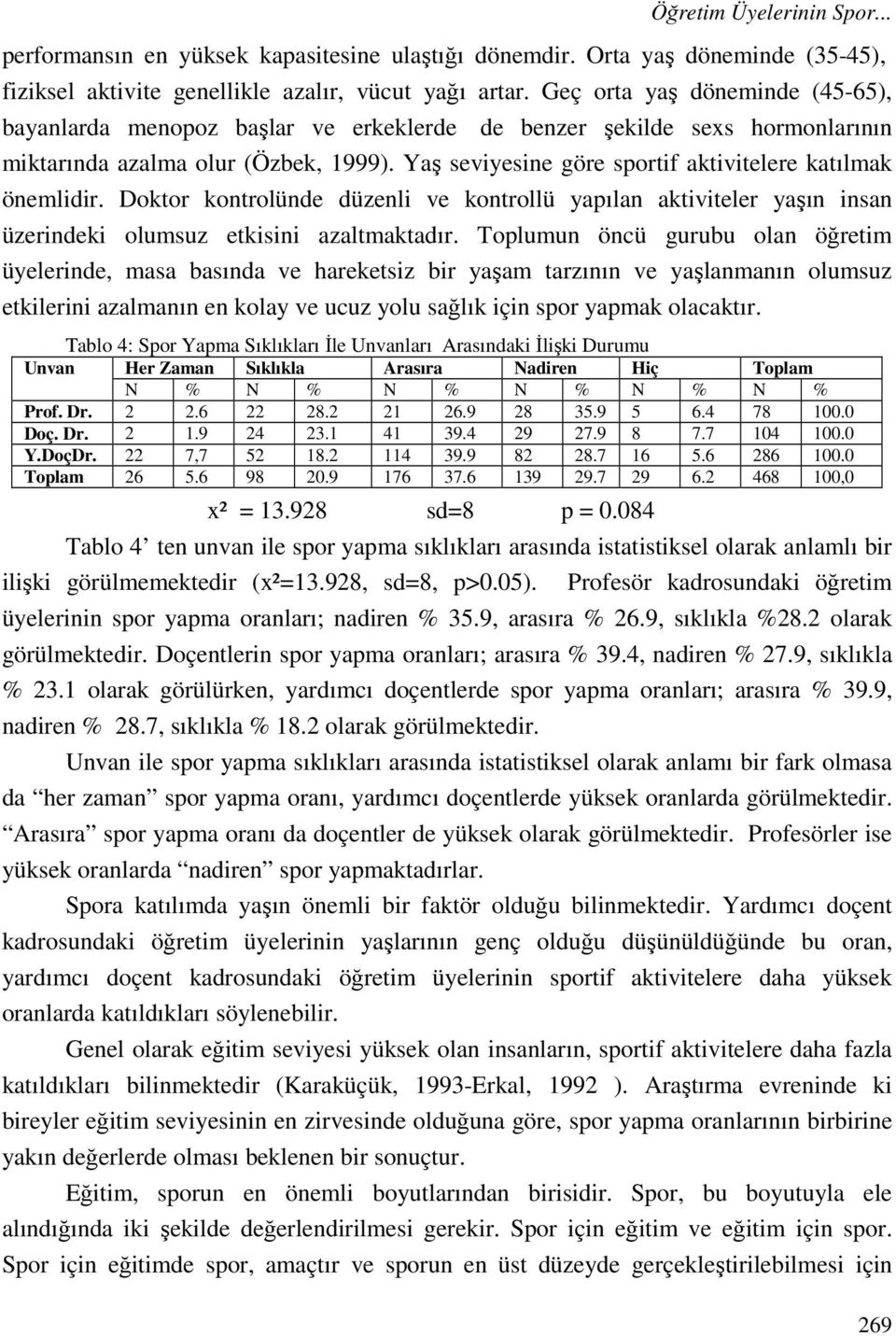 Yaş seviyesine göre sportif aktivitelere katılmak önemlidir. Doktor kontrolünde düzenli ve kontrollü yapılan aktiviteler yaşın insan üzerindeki olumsuz etkisini azaltmaktadır.