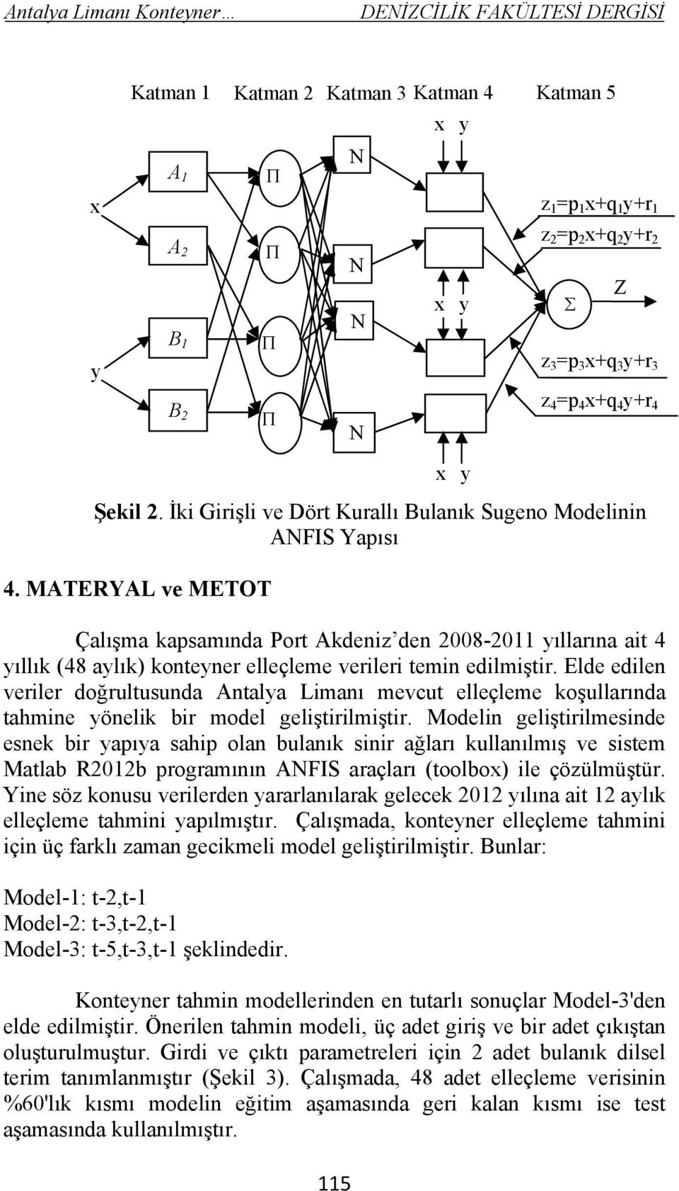 MATERYAL ve METOT Çalışma kapsamında Port Akdeniz den 2008-2011 yıllarına ait 4 yıllık (48 aylık) konteyner elleçleme verileri temin edilmiştir.