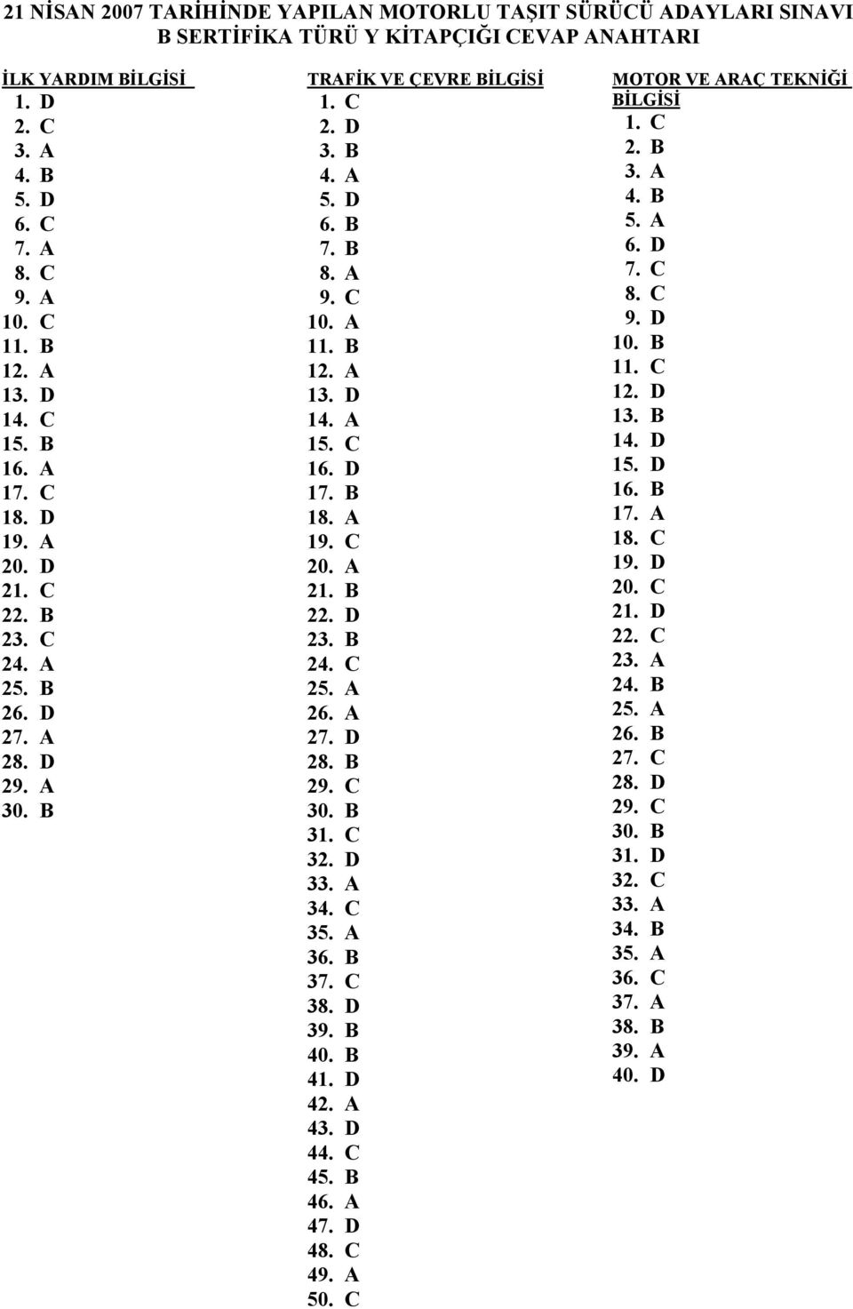 A 15. C 16. D 17. B 18. A 19. C 20. A 21. B 22. D 23. B 24. C 25. A 26. A 27. D 28. B 29. C 30. B 31. C 32. D 33. A 34. C 35. A 36. B 37. C 38. D 39. B 40. B 41. D 42. A 43. D 44. C 45. B 46. A 47.