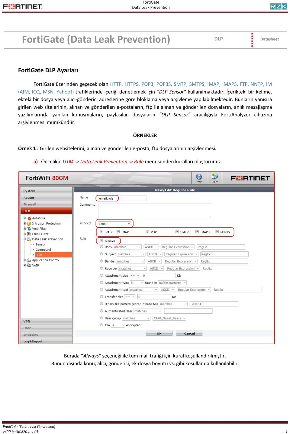 Bunların yanısıra girilen web sitelerinin, alınan ve gönderilen e-postaların, ftp ile alınan ve gönderilen dosyaların, anlık mesajlaşma yazılımlarında yapılan konuşmaların, paylaşılan dosyaların DLP