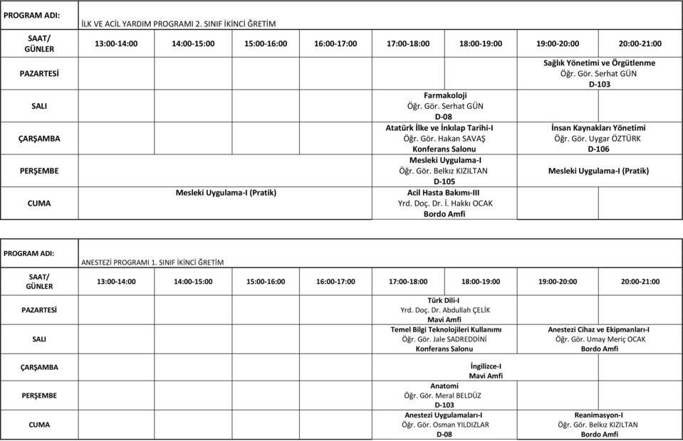 Hakkı OCAK Sağlık Yönetimi ve Örgütlenme İnsan Kaynakları Yönetimi Mesleki Uygulama-I (Pratik) ANESTEZİ PROGRAMI 1.