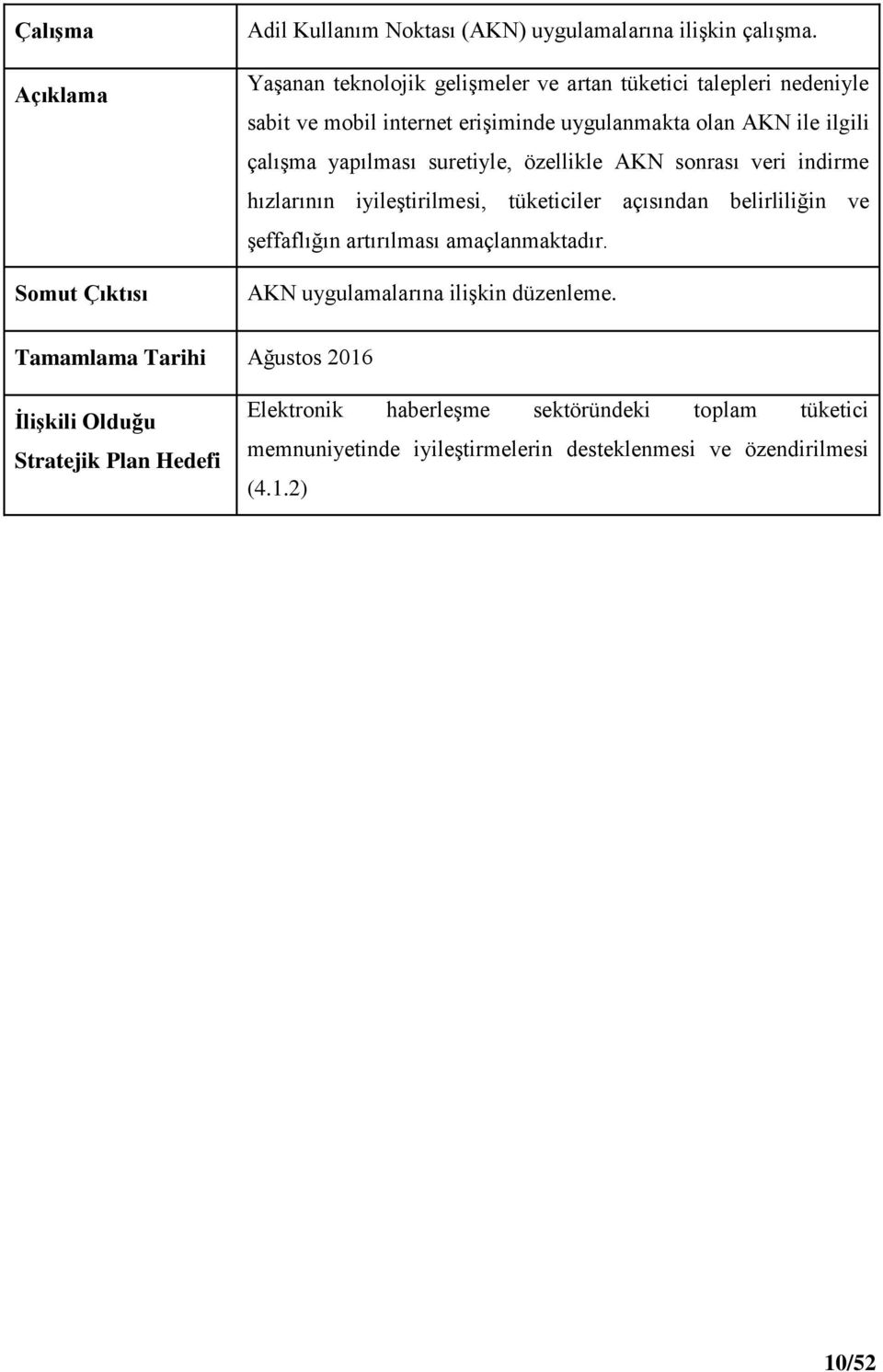 çalışma yapılması suretiyle, özellikle AKN sonrası veri indirme hızlarının iyileştirilmesi, tüketiciler açısından belirliliğin ve