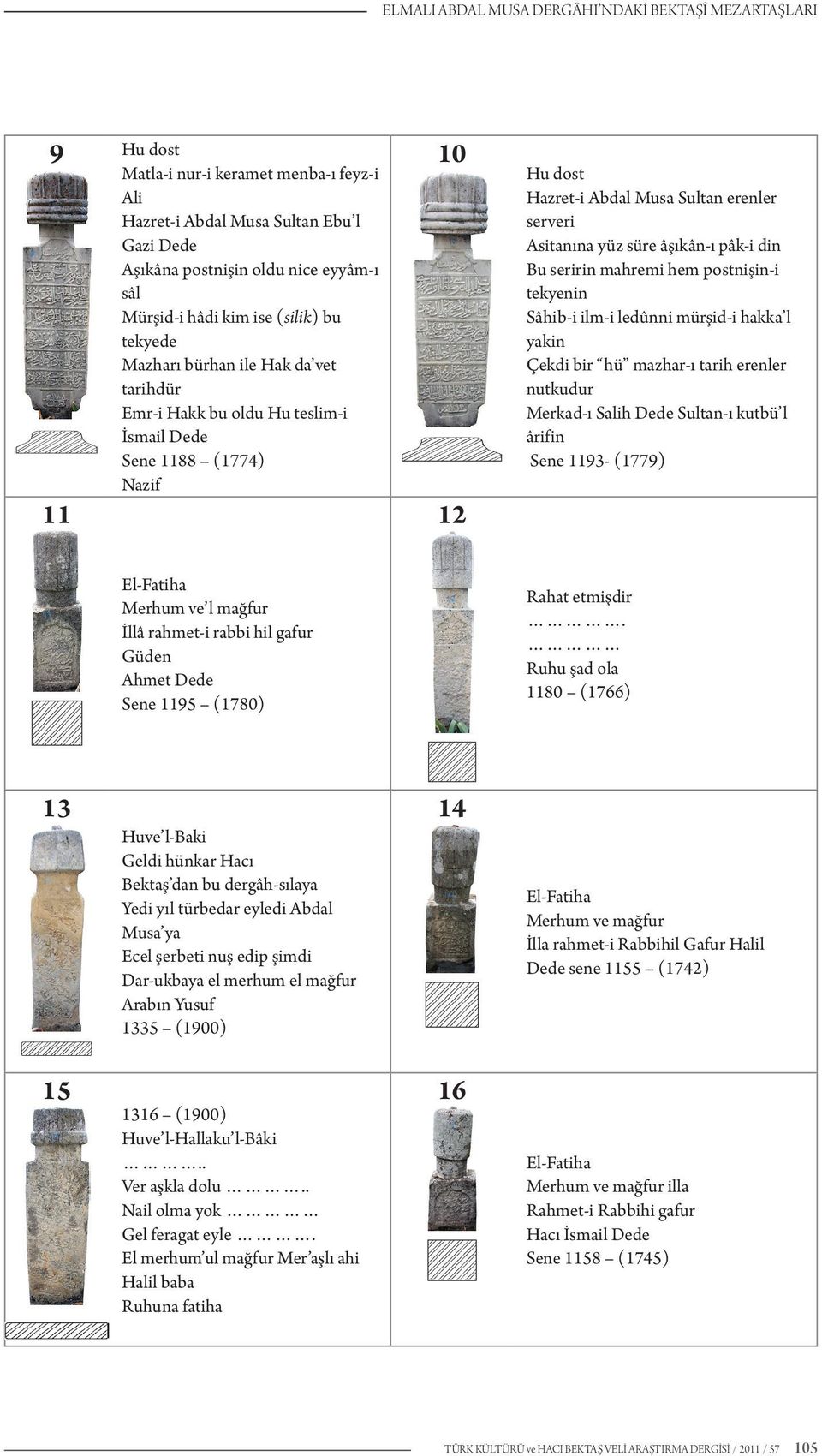 Asitanına yüz süre âşıkân-ı pâk-i din Bu seririn mahremi hem postnişin-i tekyenin Sâhib-i ilm-i ledûnni mürşid-i hakka l yakin Çekdi bir hü mazhar-ı tarih erenler nutkudur Merkad-ı Salih Dede