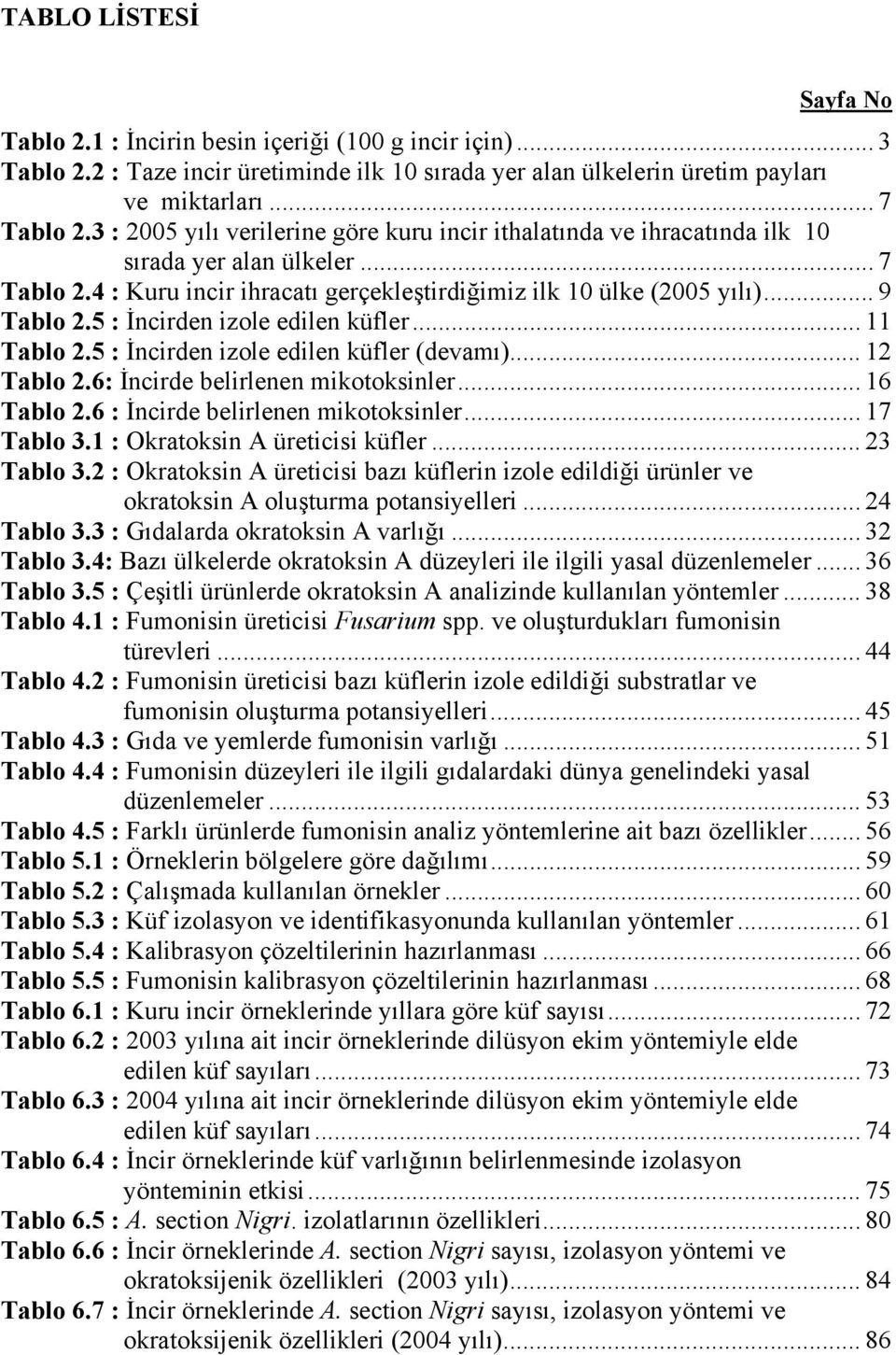 5 : İncirden izole edilen küfler... 11 Tablo 2.5 : İncirden izole edilen küfler (devamı)... 12 Tablo 2.6: İncirde belirlenen mikotoksinler... 16 Tablo 2.6 : İncirde belirlenen mikotoksinler.