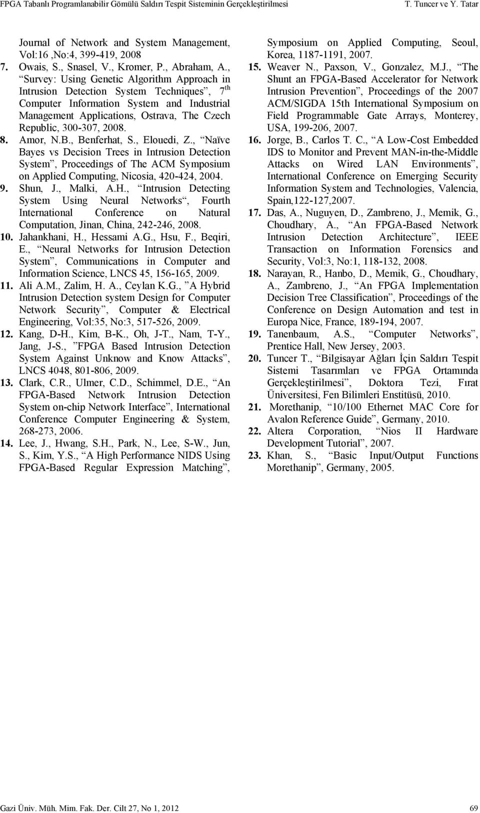 , Survey: Using Genetic Algorithm Approach in Intrusion Detection System Techniques, 7 th Computer Information System and Industrial Management Applications, Ostrava, The Czech Republic, 300-307,