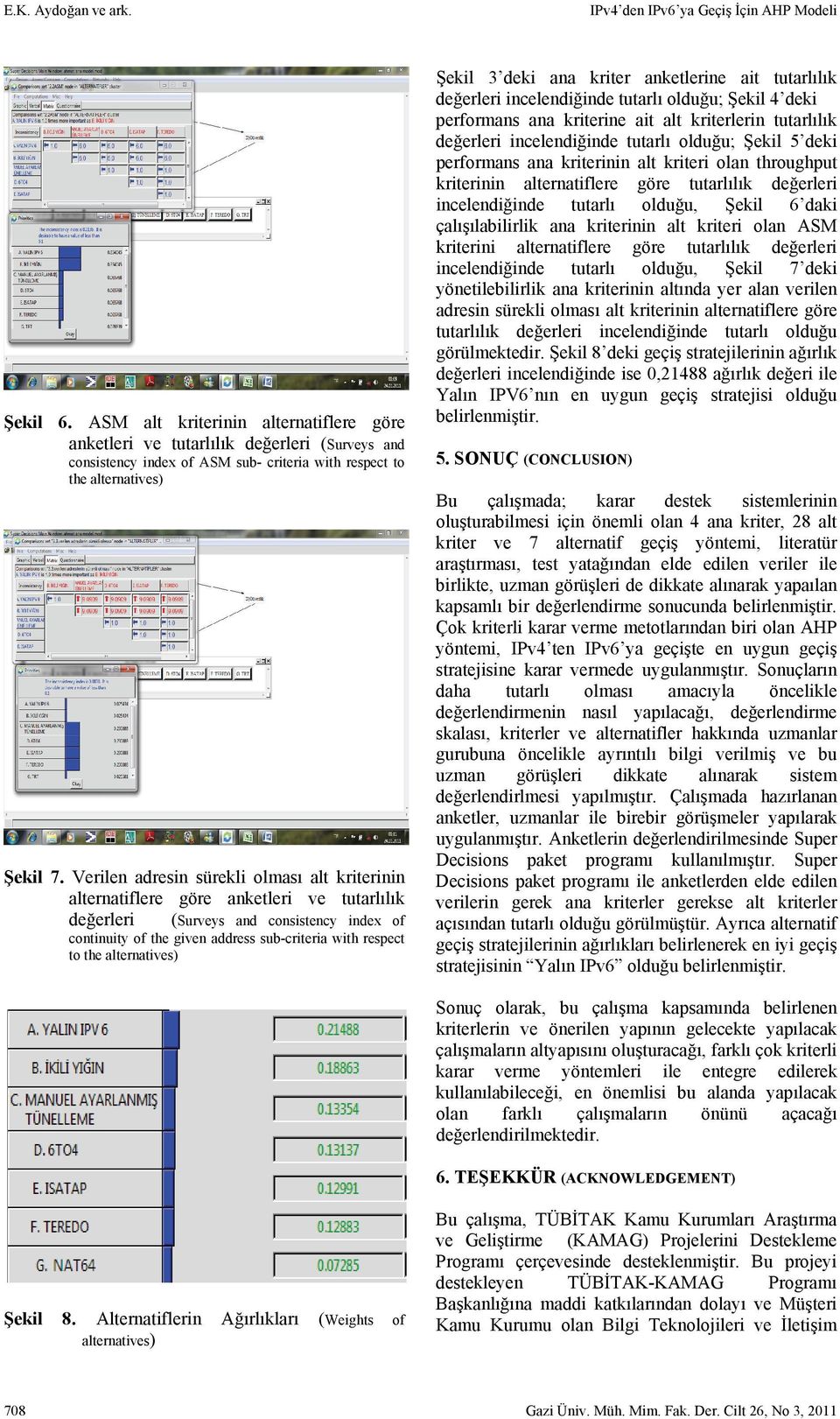 Verilen adresin sürekli olması alt kriterinin alternatiflere göre anketleri ve tutarlılık değerleri (Surveys and consistency index of continuity of the given address sub-criteria with respect to the