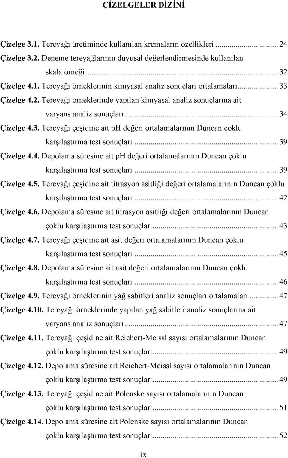 .. 39 Çizelge 4.4. Depolama süresine ait ph değeri ortalamalarının Duncan çoklu karşılaştırma test sonuçları... 39 Çizelge 4.5.