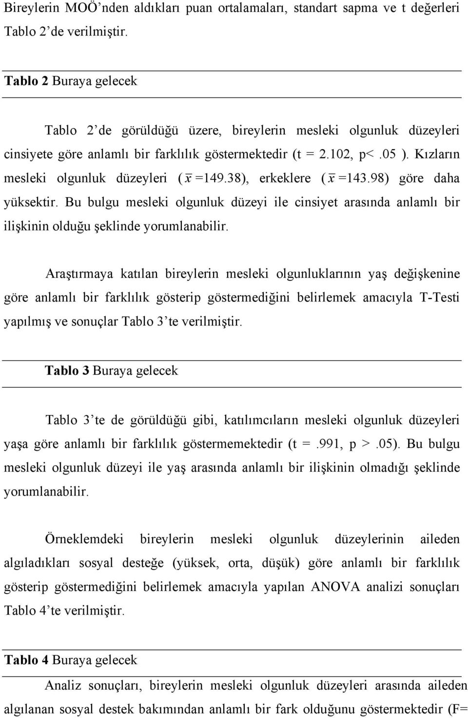 Kızların mesleki olgunluk düzeyleri ( x =149.38), erkeklere ( x =143.98) göre daha yüksektir.