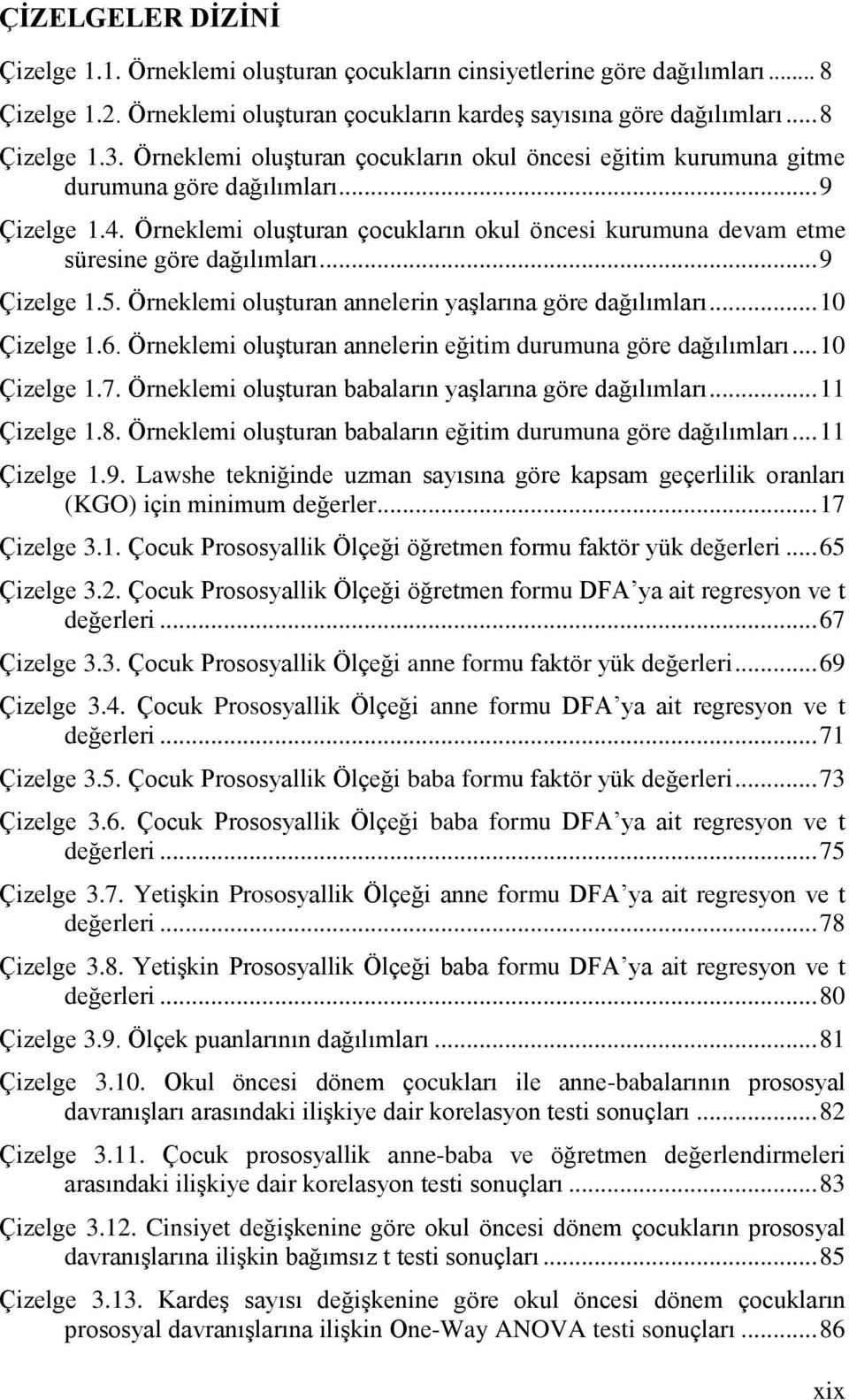 .. 9 Çizelge 1.5. Örneklemi oluşturan annelerin yaşlarına göre dağılımları... 10 Çizelge 1.6. Örneklemi oluşturan annelerin eğitim durumuna göre dağılımları... 10 Çizelge 1.7.