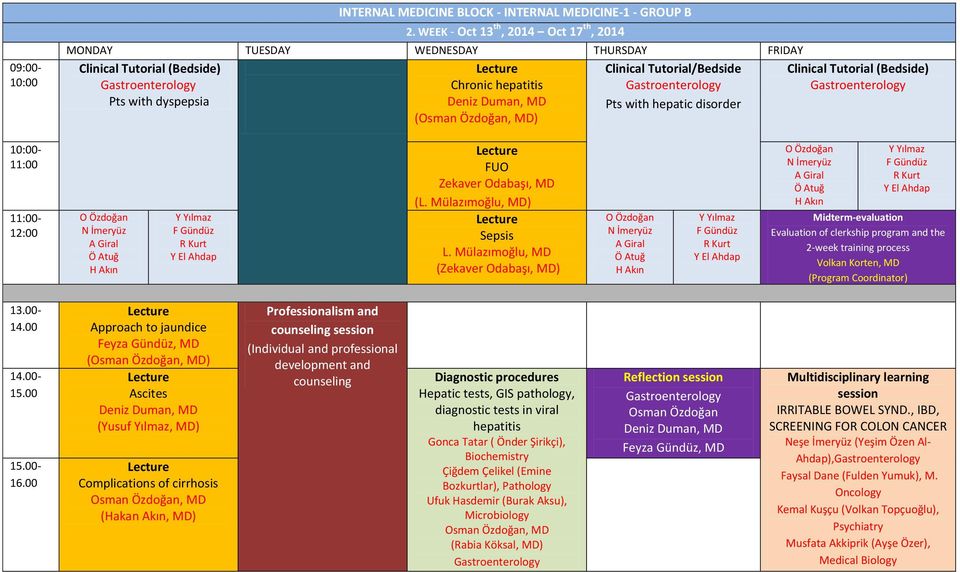 Clinical Tutorial (Bedside) - O Özdoğan N İmeryüz A Giral Ö Atuğ H Akın Y Yılmaz F Gündüz R Kurt Y El Ahdap FUO Zekaver Odabaşı, MD (L. Mülazımoğlu, MD) Sepsis L.