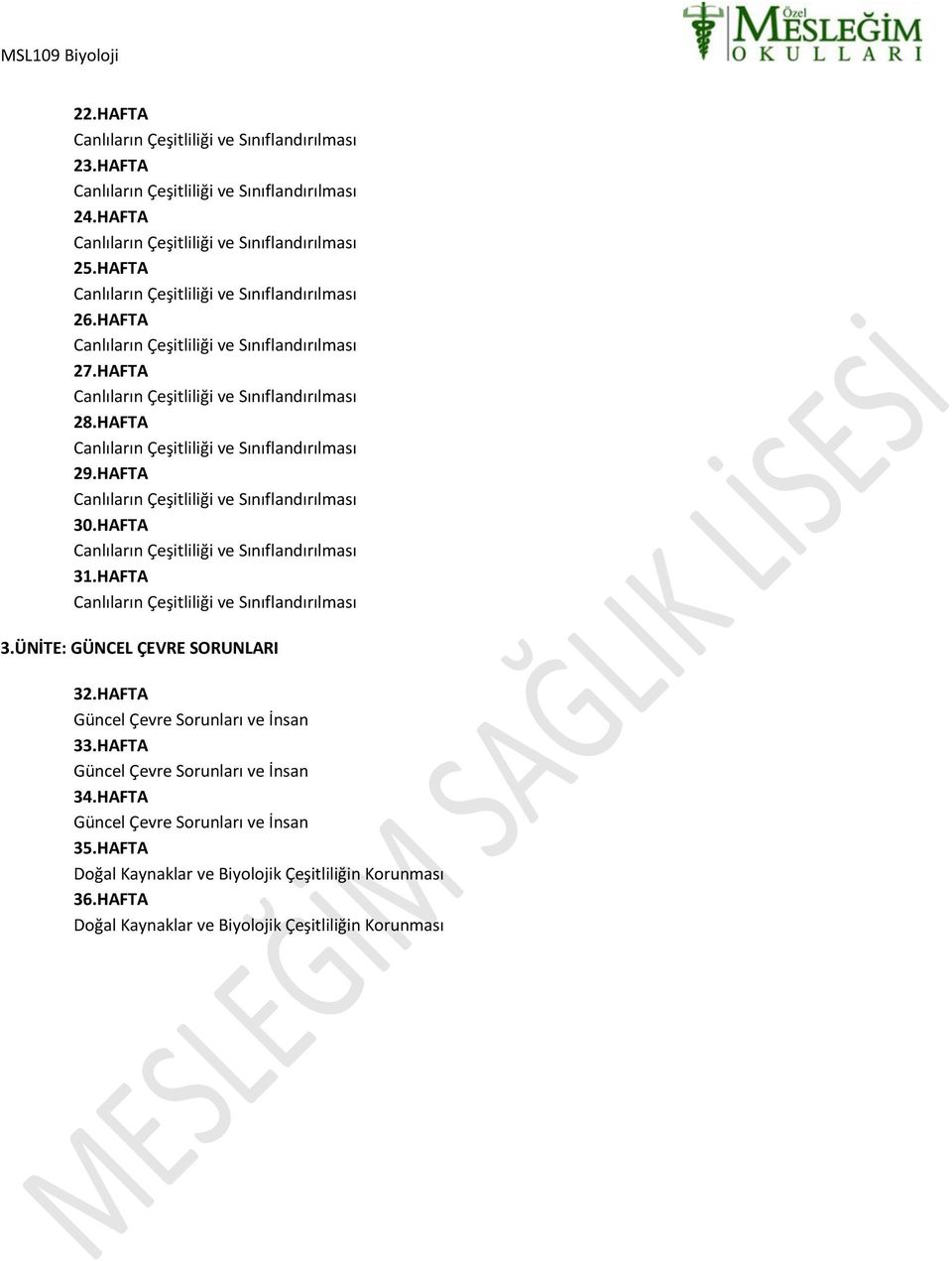 HAFTA Güncel Çevre Sorunları ve İnsan 34.HAFTA Güncel Çevre Sorunları ve İnsan 35.