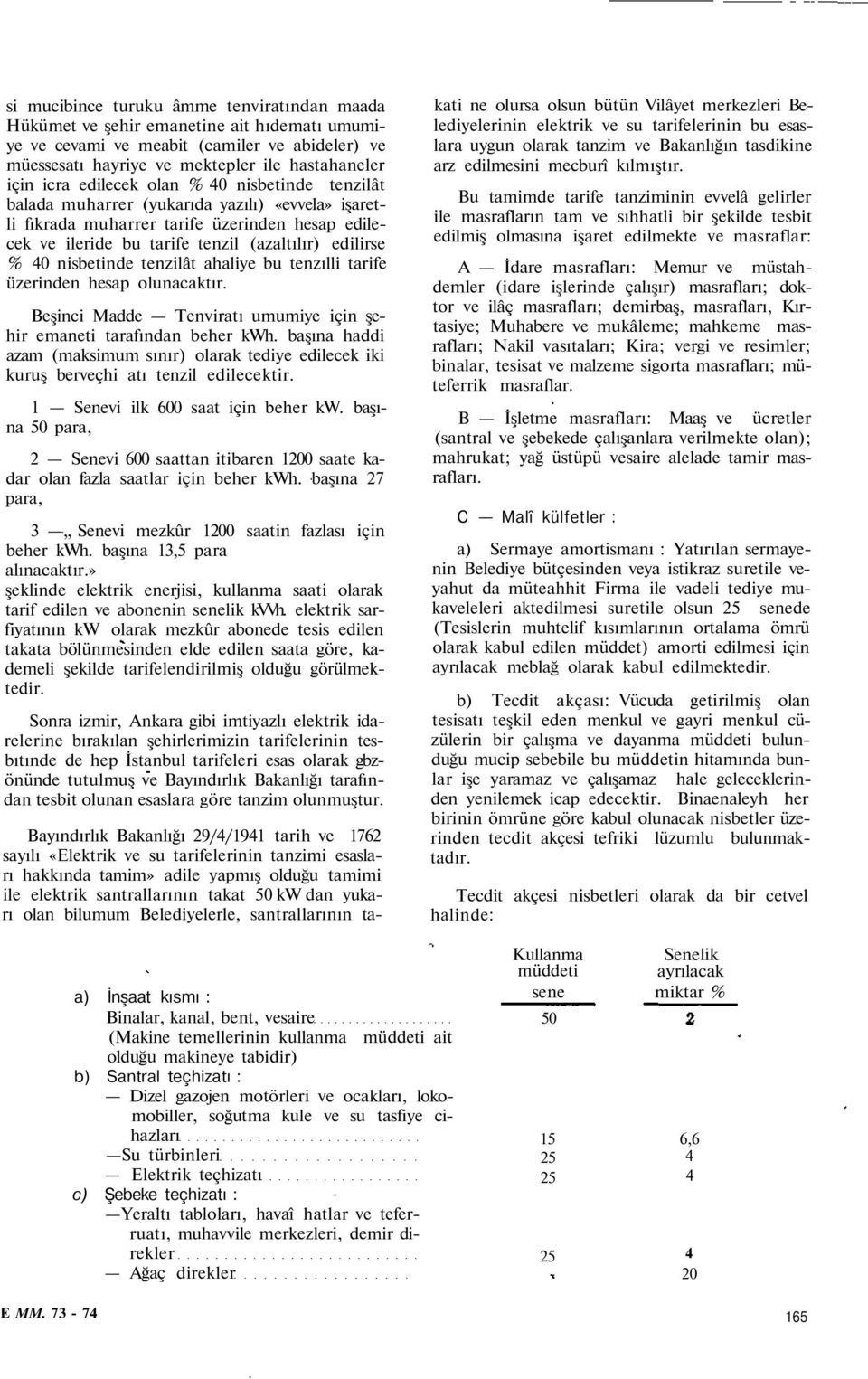 nisbetinde tenzilât ahaliye bu tenzılli tarife üzerinden hesap lunacaktır. Beşinci Madde Tenviratı umumiye için şehir emaneti tarafından beher kwh.