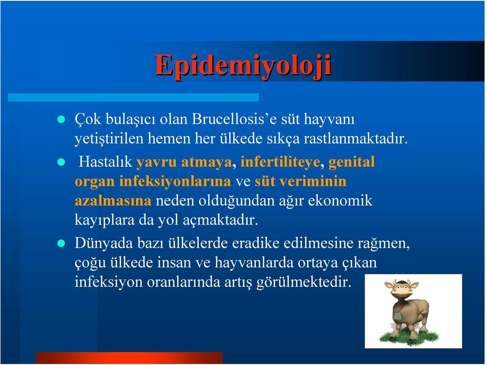 Hastalık yavru atmaya, infertiliteye, genital organ infeksiyonlarına ve süt veriminin azalmasına