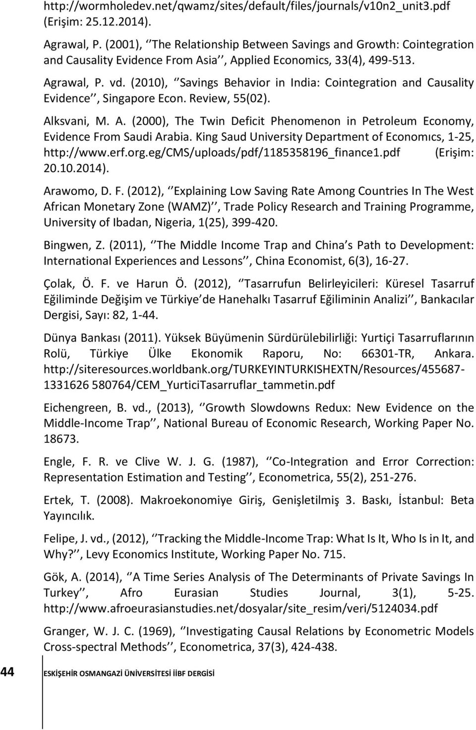 (2010), Savings Behavior in India: Cointegration and Causality Evidence, Singapore Econ. Review, 55(02). Alksvani, M. A. (2000), The Twin Deficit Phenomenon in Petroleum Economy, Evidence From Saudi Arabia.