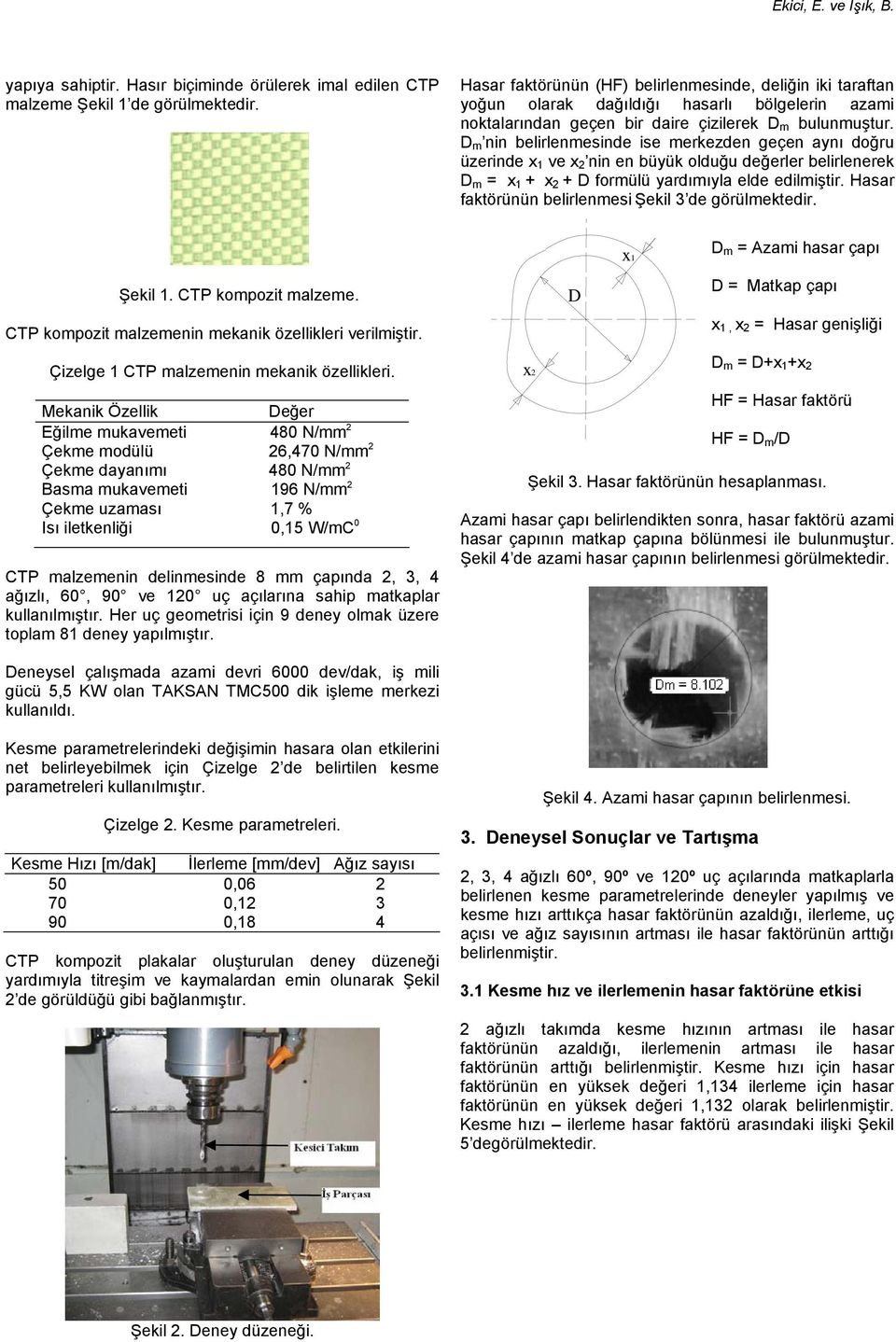 D m nin belirlenmesinde ise merkezden geçen aynı doğru üzerinde x 1 ve x 2 nin en büyük olduğu değerler belirlenerek D m = x 1 + x 2 + D formülü yardımıyla elde edilmiştir.