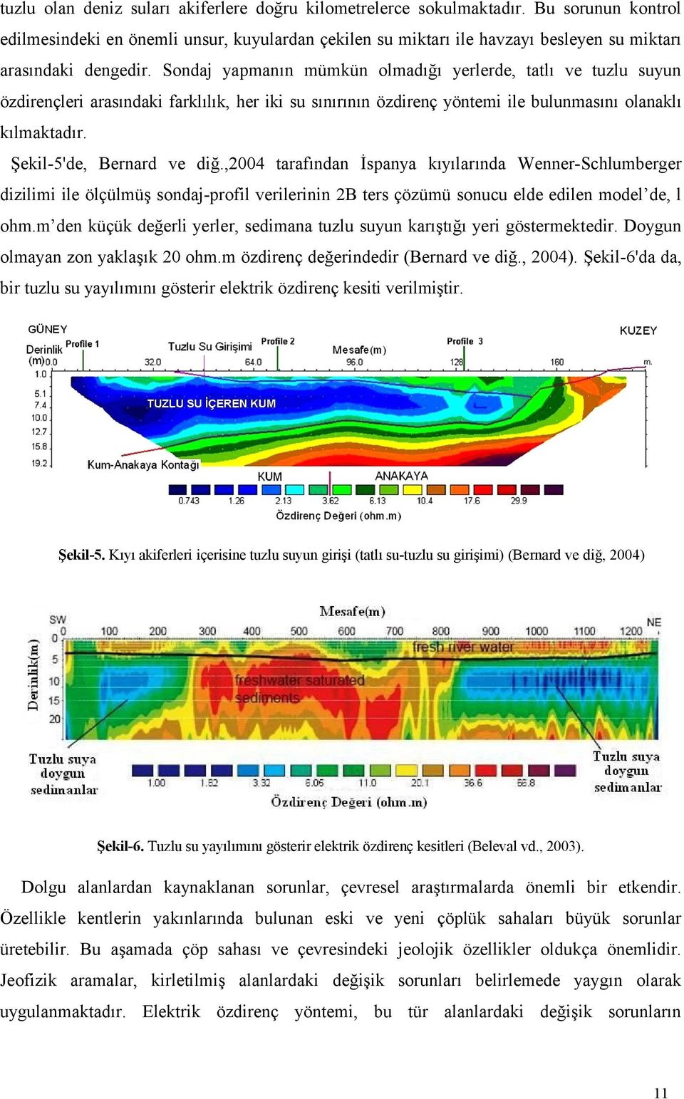 Sondaj yapmanın mümkün olmadığı yerlerde, tatlı ve tuzlu suyun özdirençleri arasındaki farklılık, her iki su sınırının özdirenç yöntemi ile bulunmasını olanaklı kılmaktadır.