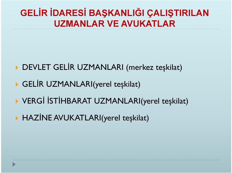 GELİR UZMANLARI(yerel teșkilat) VERGİ İSTİHBARAT