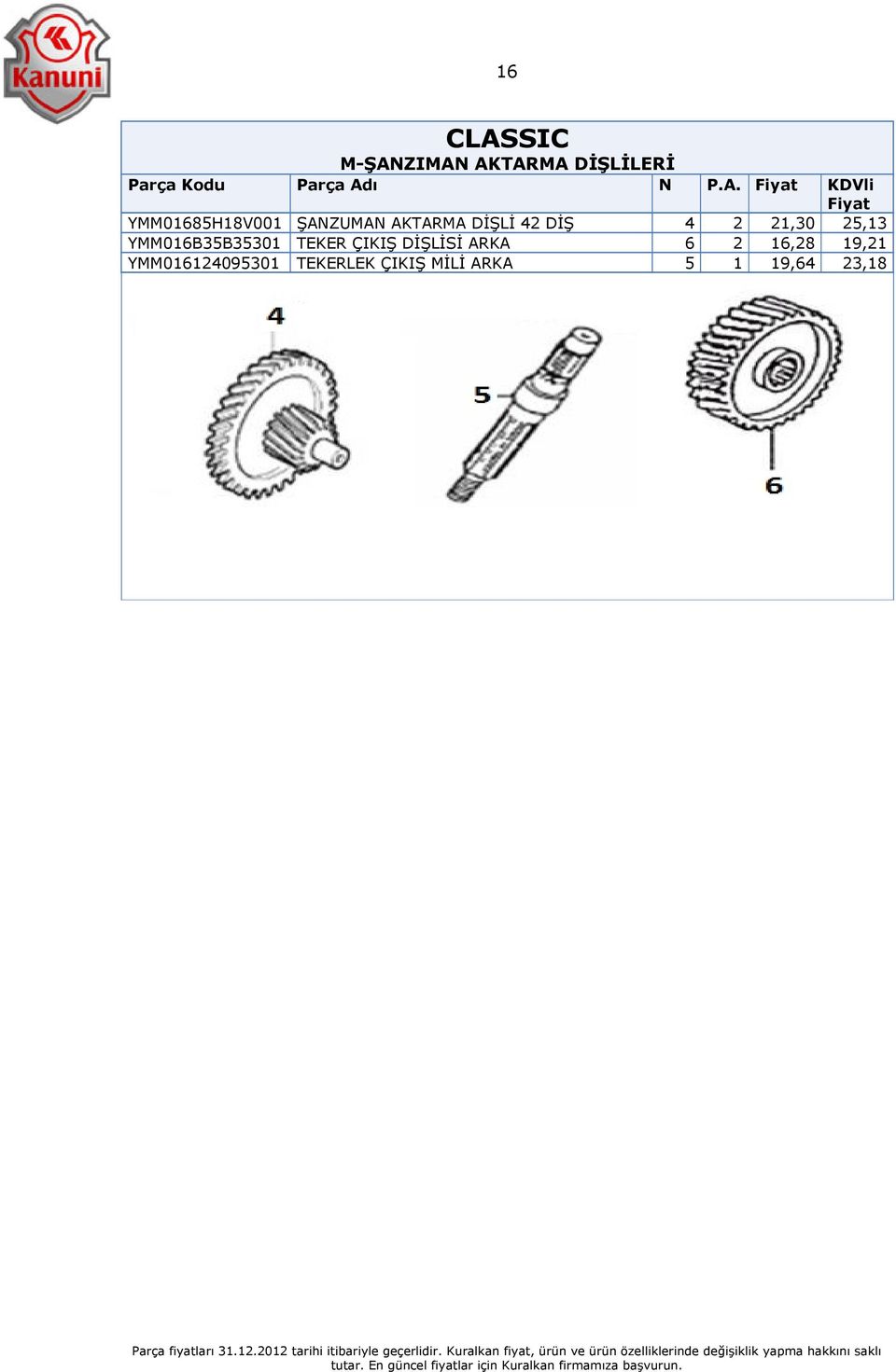 YMM01685H18V001 ŞANZUMAN AKTARMA DİŞLİ 42 DİŞ 4 2 21,30