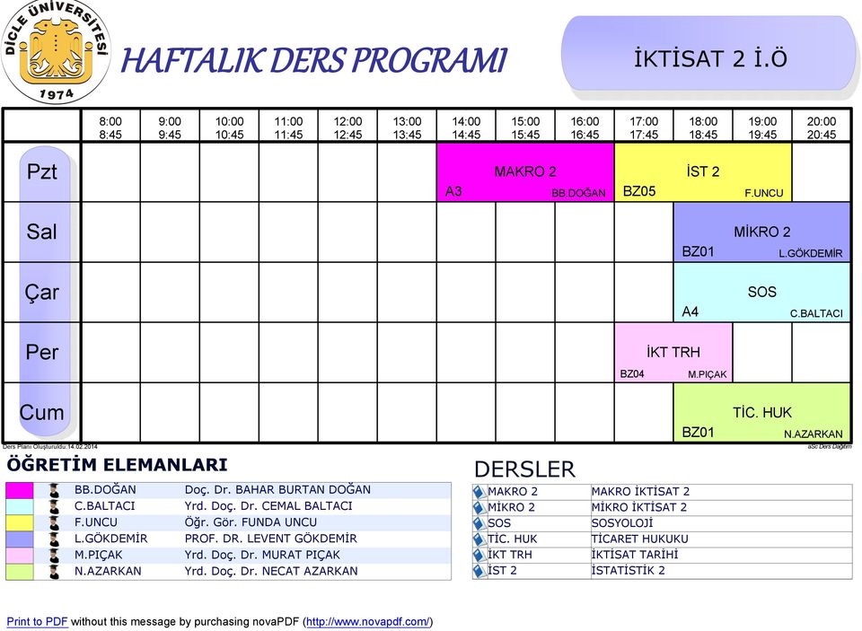 LEVENT GÖKDEMİR M.PIÇAK Yrd. Doç. Dr. MURAT PIÇAK N.AZARKAN Yrd. Doç. Dr. NECAT AZARKAN MAKRO 2 MAKRO İKTİSAT 2 MİKRO 2 MİKRO İKTİSAT 2 SOS SOSYOLOJİ TİC.