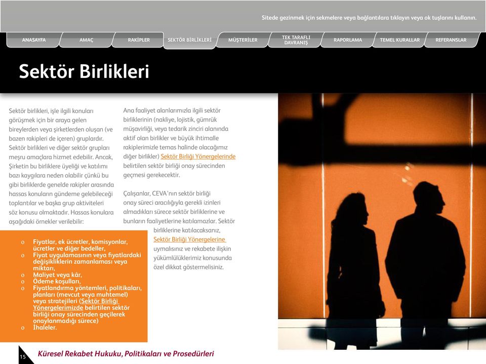 Ancak, Şirketin bu birliklere üyeliği ve katılımı bazı kaygılara neden olabilir çünkü bu gibi birliklerde genelde rakipler arasında hassas konuların gündeme gelebileceği toplantılar ve başka grup