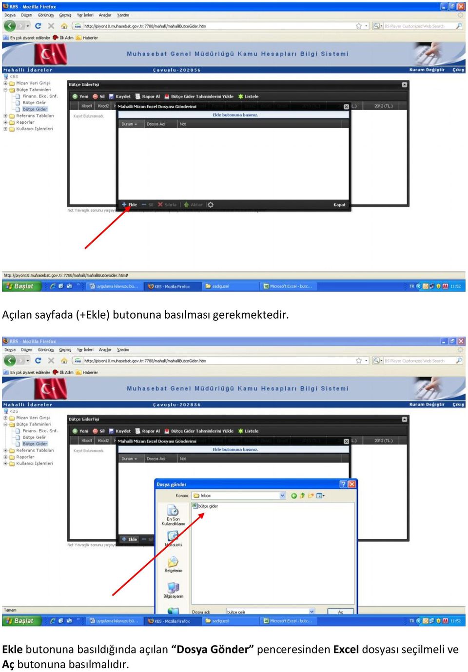 Ekle butonuna basıldığında açılan Dosya