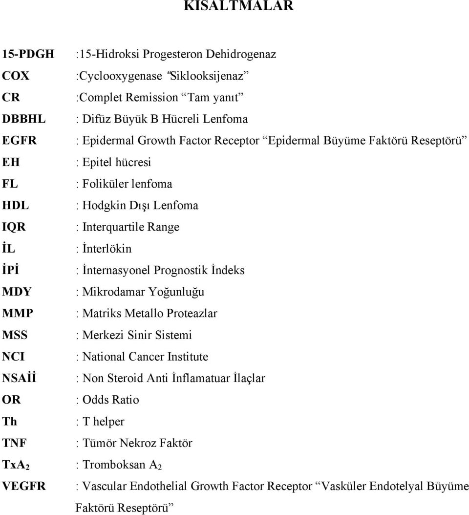 Interquartile Range : İnterlökin : İnternasyonel Prognostik İndeks : Mikrodamar Yoğunluğu : Matriks Metallo Proteazlar : Merkezi Sinir Sistemi : National Cancer Institute : Non