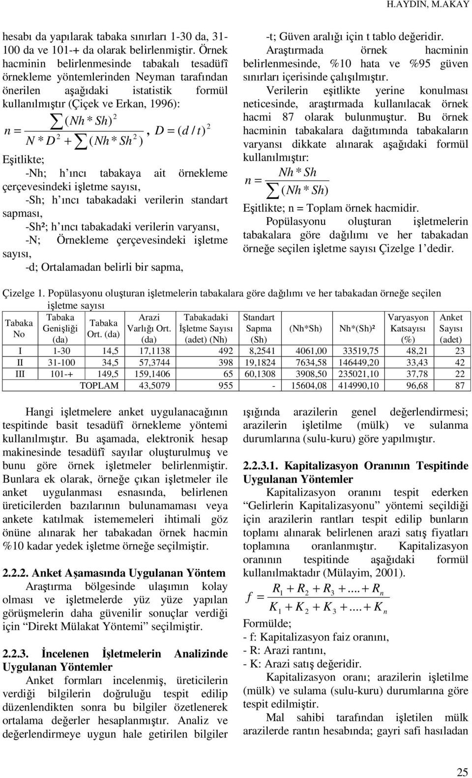 * D + ( Nh * Sh ) Eşitlikte; -Nh; h ıncı tabakaya ait örnekleme çerçevesindeki işletme sayısı, -Sh; h ıncı tabakadaki verilerin standart sapması, -Sh²; h ıncı tabakadaki verilerin varyansı, -N;