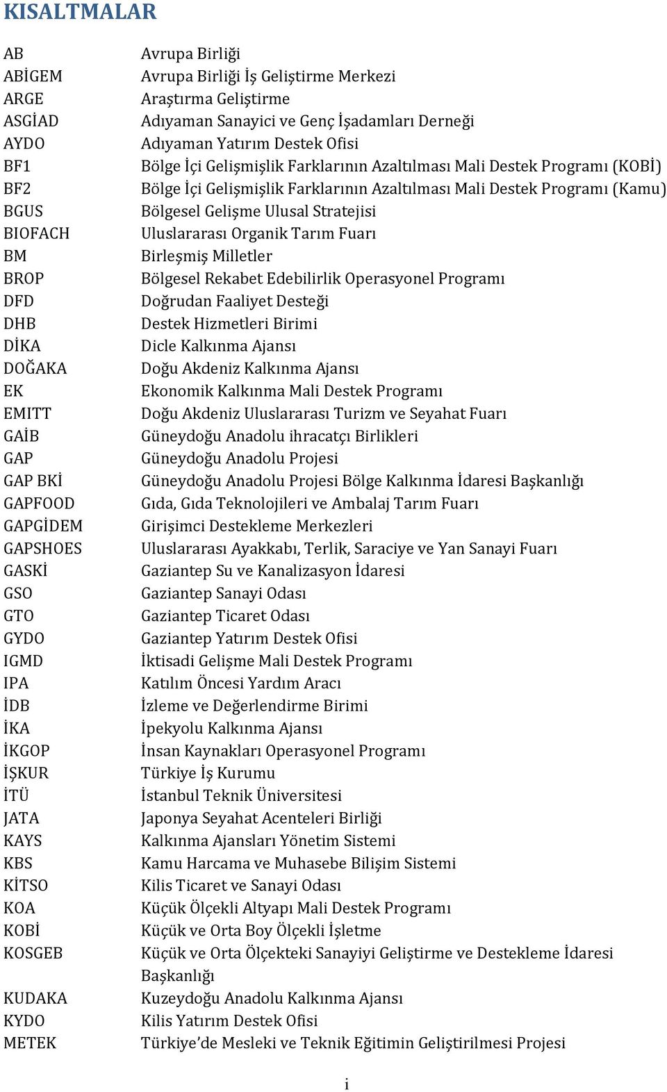 Bölge İçi Gelişmişlik Farklarının Azaltılması Mali Destek Programı (KOBİ) Bölge İçi Gelişmişlik Farklarının Azaltılması Mali Destek Programı (Kamu) Bölgesel Gelişme Ulusal Stratejisi Uluslararası