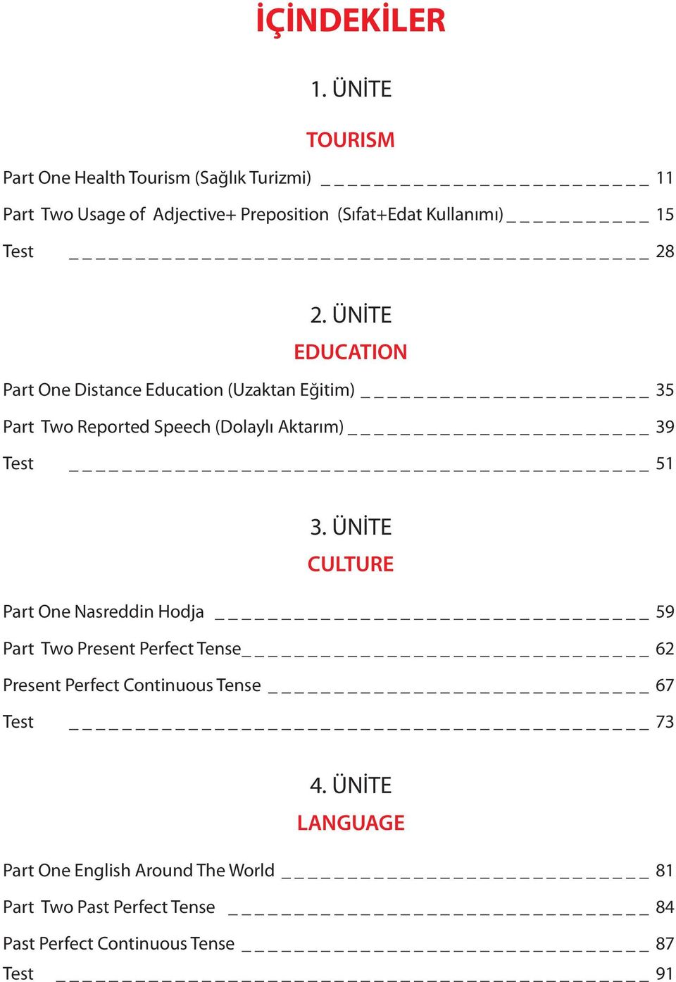 28 2. ÜNİTE EDUCATION Part One Distance Education (Uzaktan Eğitim) 35 Part Two Reported Speech (Dolaylı Aktarım) 39 Test 51 3.