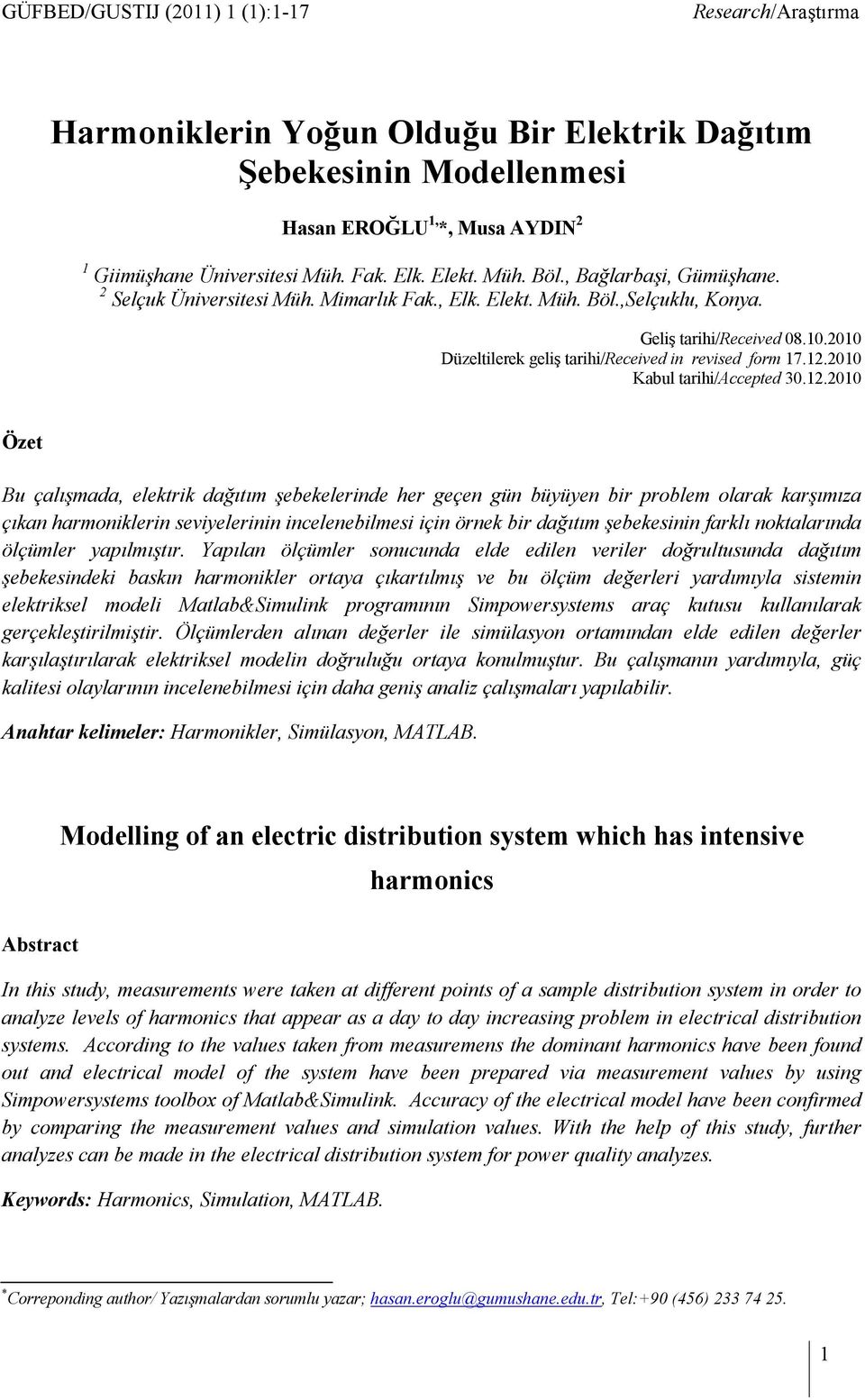 2010 Düzeltilerek geliş tarihi/received in revised form 17.12.