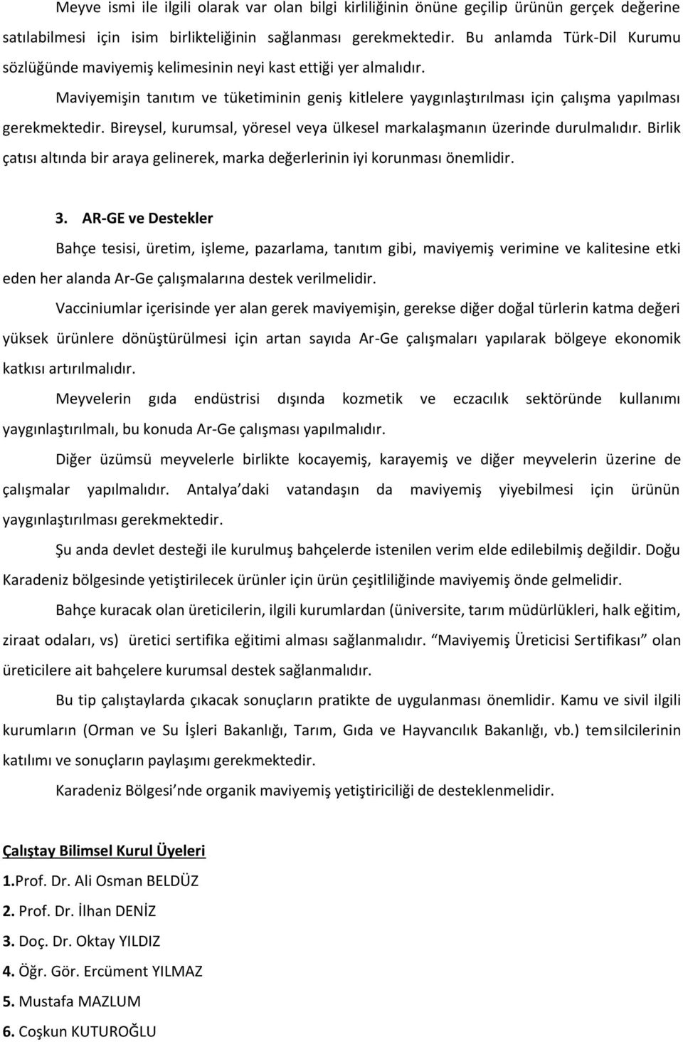 Bireysel, kurumsal, yöresel veya ülkesel markalaşmanın üzerinde durulmalıdır. Birlik çatısı altında bir araya gelinerek, marka değerlerinin iyi korunması önemlidir. 3.