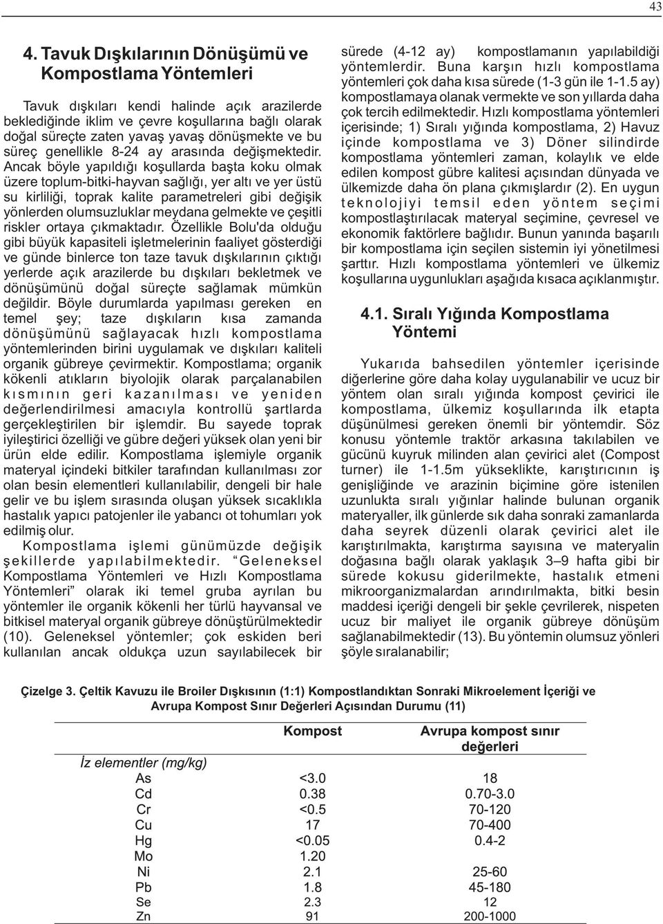 Ancak böyle yapýldýðý koþullarda baþta koku olmak üzere toplum-bitki-hayvan saðlýðý, yer altý ve yer üstü su kirliliði, toprak kalite parametreleri gibi deðiþik yönlerden olumsuzluklar meydana