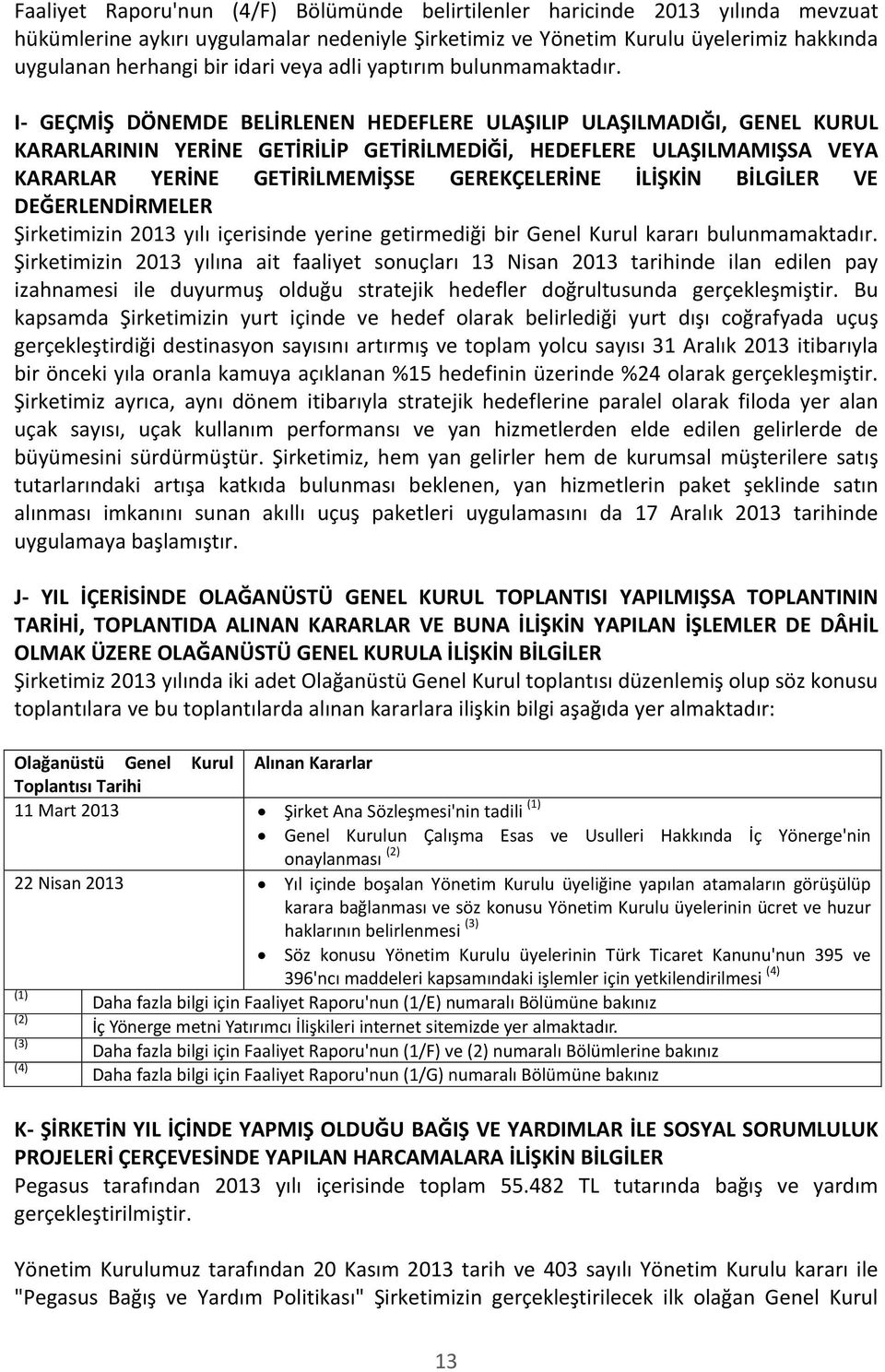 I- GEÇMİŞ DÖNEMDE BELİRLENEN HEDEFLERE ULAŞILIP ULAŞILMADIĞI, GENEL KURUL KARARLARININ YERİNE GETİRİLİP GETİRİLMEDİĞİ, HEDEFLERE ULAŞILMAMIŞSA VEYA KARARLAR YERİNE GETİRİLMEMİŞSE GEREKÇELERİNE