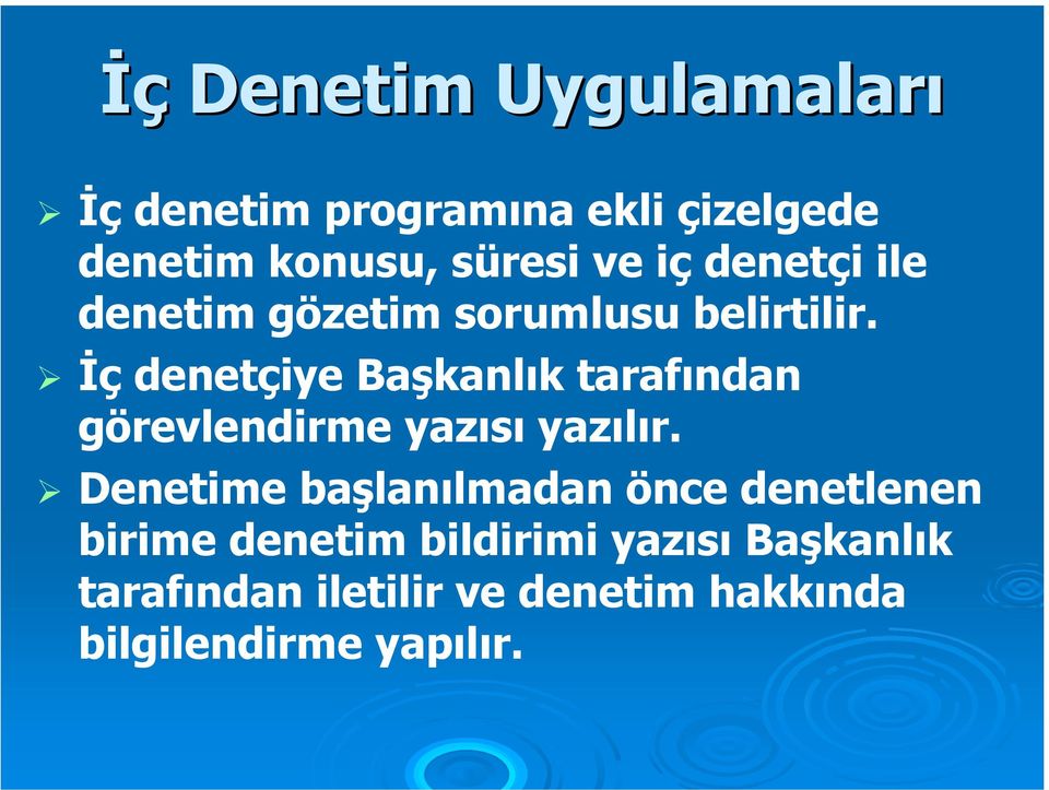 İç denetçiye Başkanlık tarafından görevlendirme yazısı yazılır.