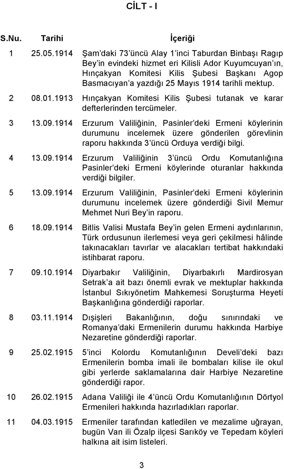 mektup. 2 08.01.1913 Hınçakyan Komitesi Kilis ubesi tutanak ve karar defterlerinden tercümeler. 3 13.09.