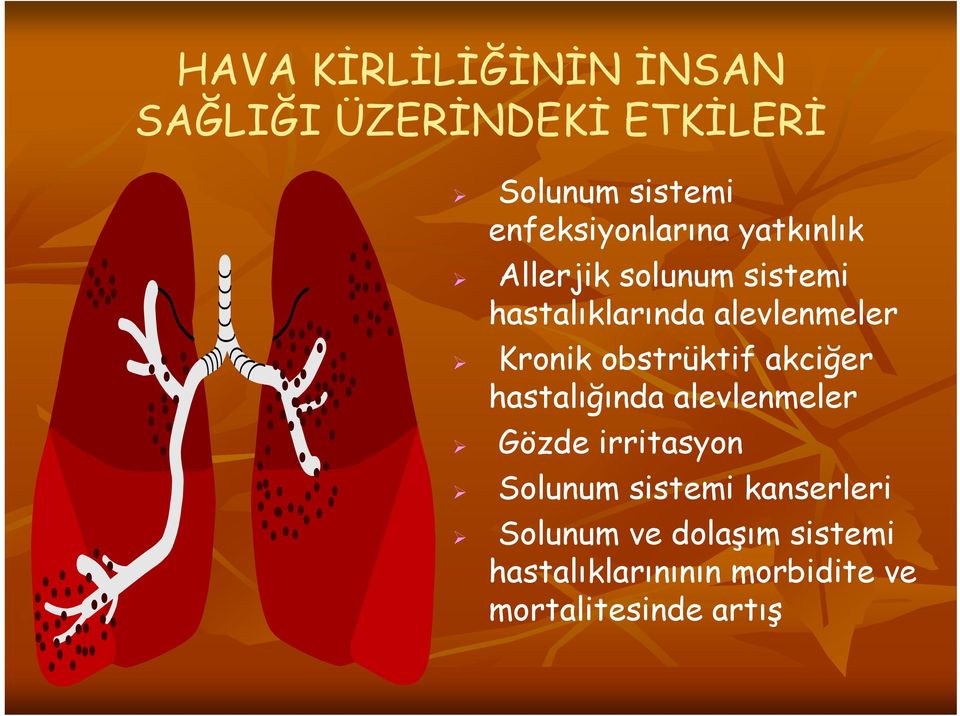 Kronik obstrüktif akciğer hastalığında alevlenmeler Gözde irritasyon Solunum