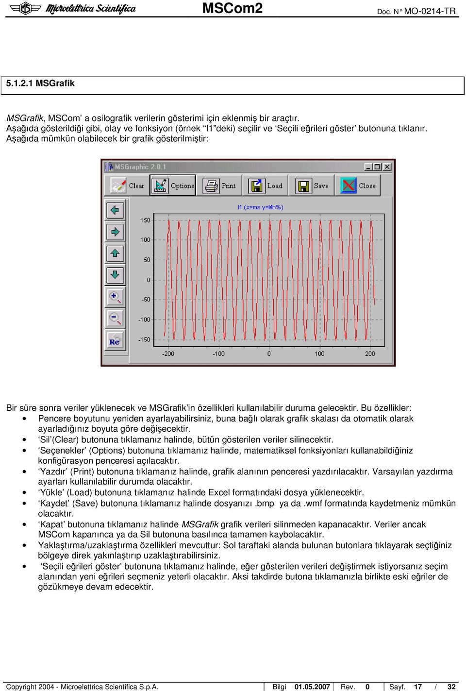 Aaıda mümkün olabilecek bir grafik gösterilmitir: Bir süre sonra veriler yüklenecek ve MSGrafik in özellikleri kullanılabilir duruma gelecektir.