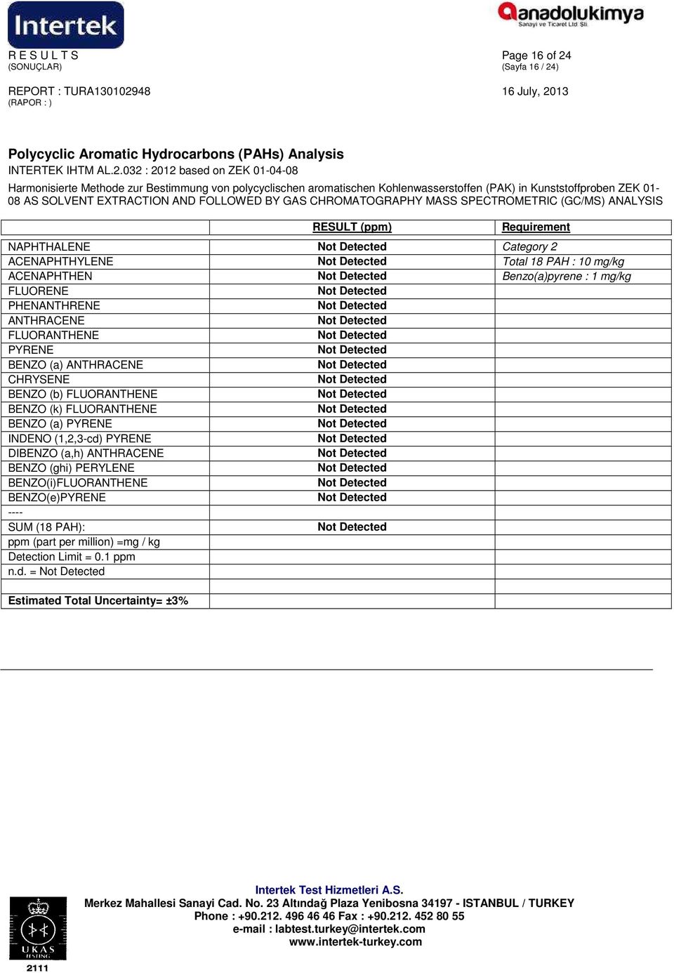 ) olycyclic Aromatic Hydrocarbons (AHs) Analysis AL.2.