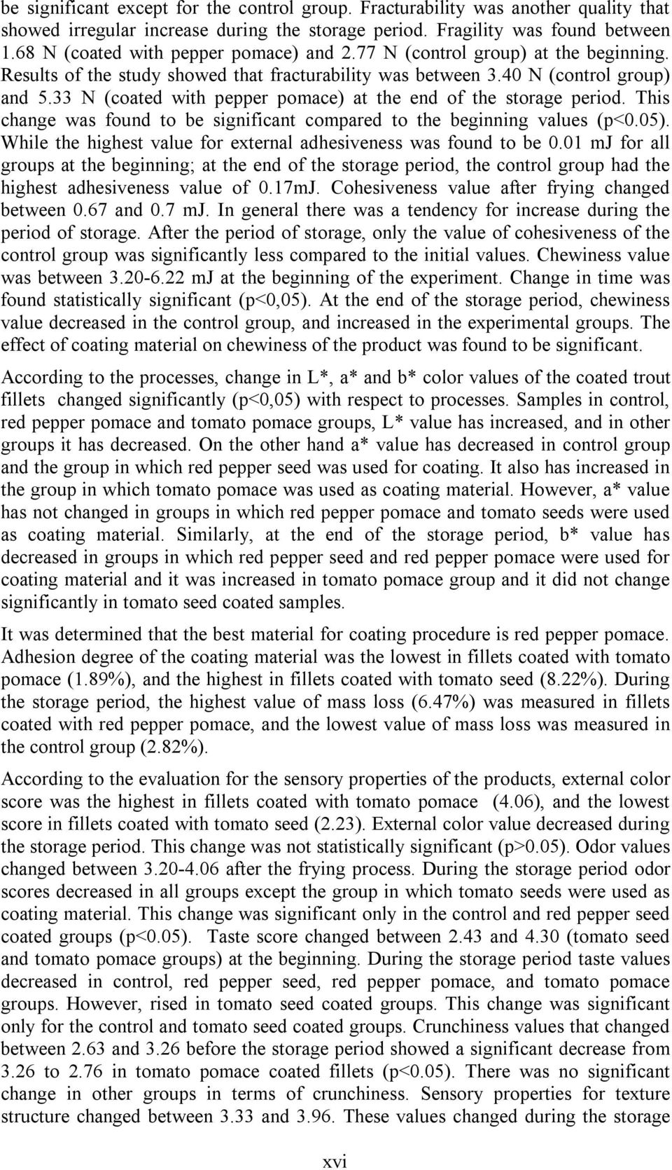 33 N (coated with pepper pomace) at the end of the storage period. This change was found to be significant compared to the beginning values (p<0.05).