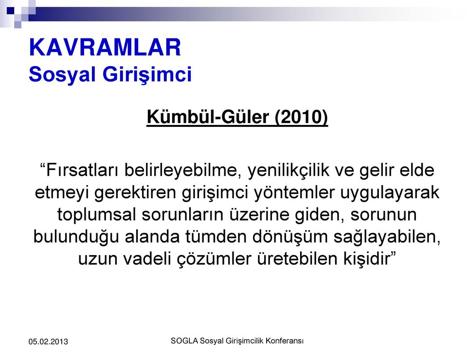 girişimci yöntemler uygulayarak toplumsal sorunların üzerine giden,