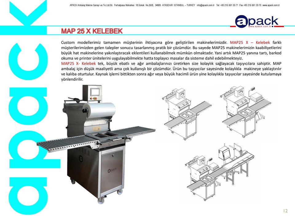 Yani artık MAP25 yanına tartı, barkod okuma ve printer ünitelerini uygulayabilmekte hatta toplayıcı masalar da sisteme dahil edebilmekteyiz.