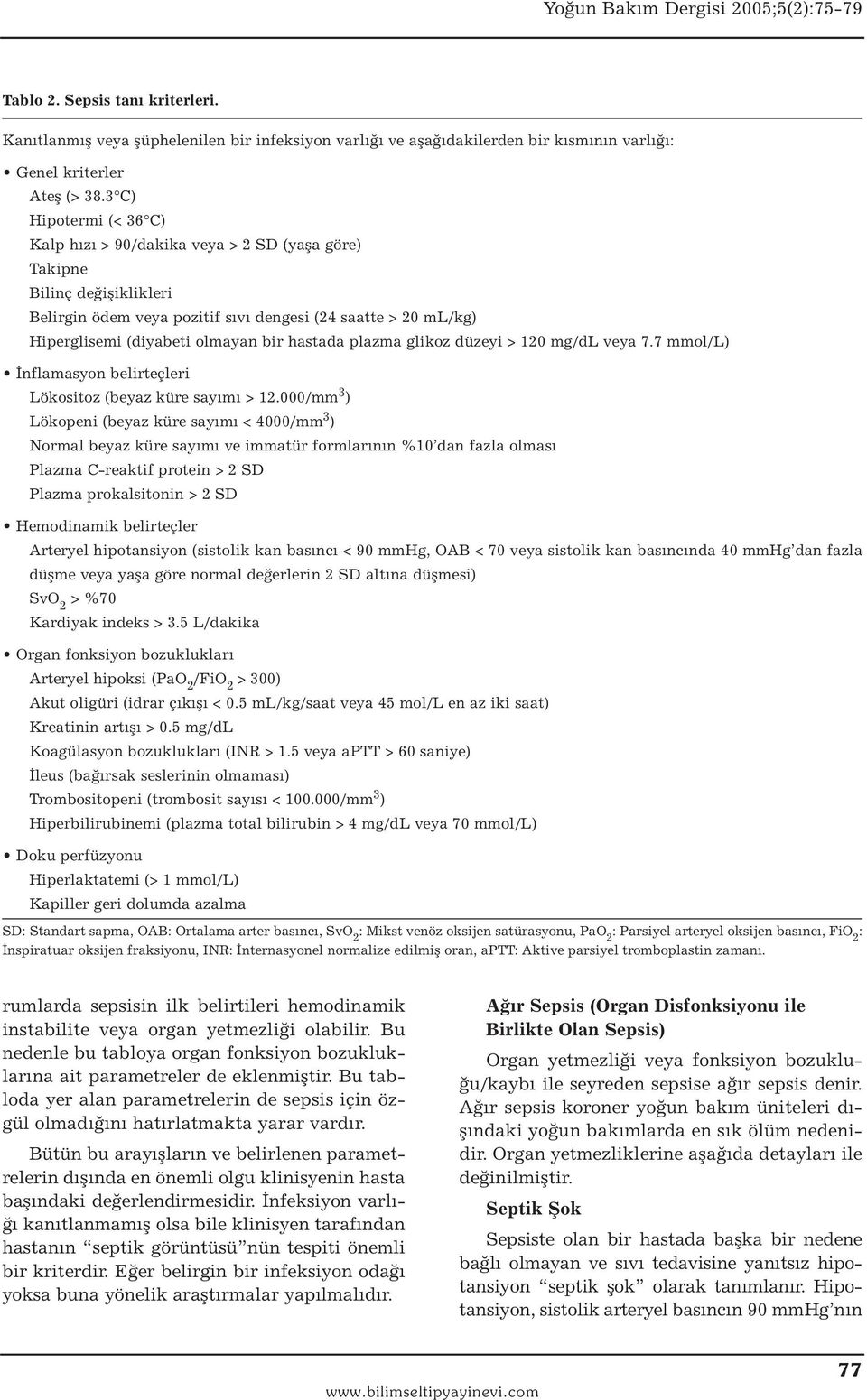 hastada plazma glikoz düzeyi > 120 mg/dl veya 7.7 mmol/l) İnflamasyon belirteçleri Lökositoz (beyaz küre sayımı > 12.